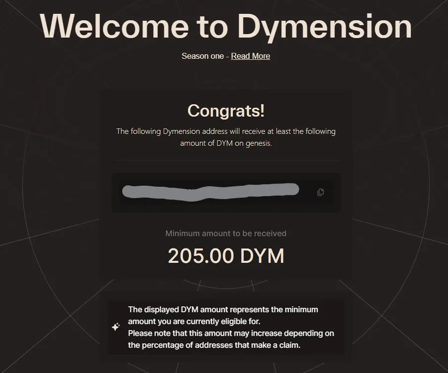 Verificação do Airdop da Dymension ($DYM)